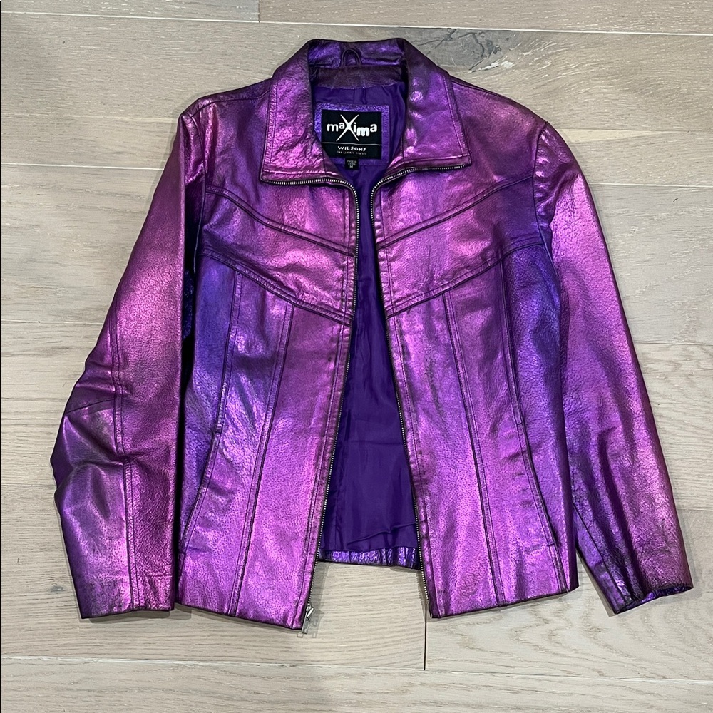 Maxima Metallic Purple Leather Jacket